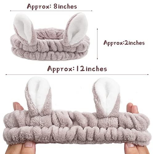 JOYOYO 3 Pcs Spa Headbands Bunny Ears Hair Bands Makeup Headbands Coral Fleece Elastic Headband Bath Shower Head Wraps for Women Girls Washing Face Shower Sports Beauty Skincare - Image 2
