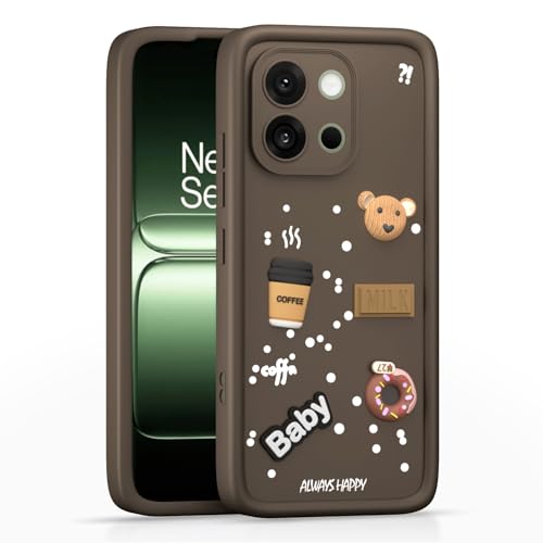 Image of Pikkme Back Cover for OnePlus 13S 5G | 3D Bear Silicone Cute & Fun Coffee Cartoon | Full Body Protection Bumper Case (Brown)