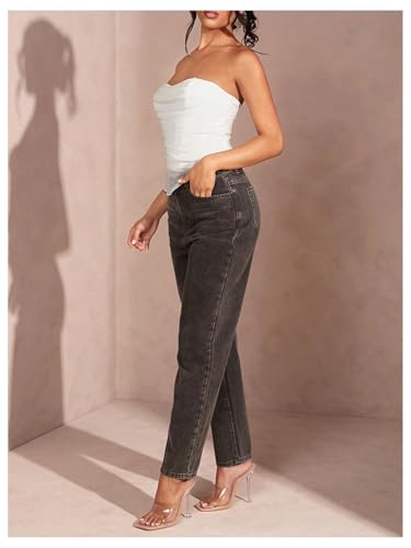 Floerns Women's Strapless Ruched Tube Tops Sleeveless Bandeau Concert Corset Top4