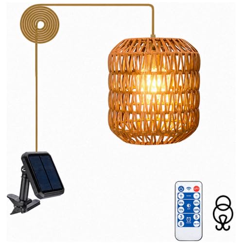 Outdoor Chandelier Solar Pendant Light Outdoor Hanging Lantern Solar Chandelier with Edison Bulb Remote Dimmable Waterproof for Porch Patio Gazebo Garden Yard Decoration