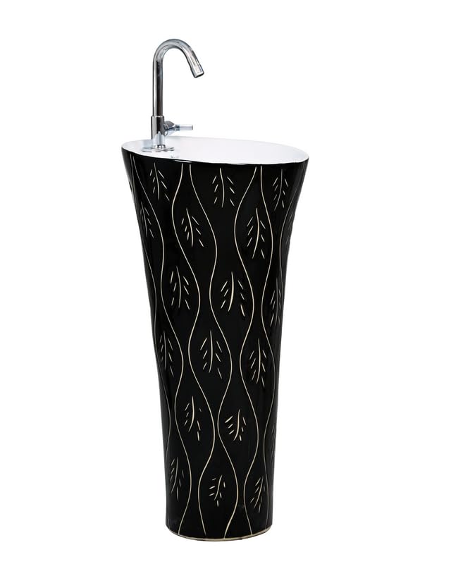 Image of Clay Plus Premium Ceramic Pedestal Free Standing Bowl Wash Basin | Wall Mounted & Floor Mount Bathroom Sink | Elegant Wash Basin for Bathroom, Living Room, Home, Hotel & Commercial Spaces