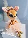 EliEla Toys Nina Ballerina, Ballerina Doll, Reindeer Stuffed Animal Pink Tutu, Deer 16', Dance Recital Gift for Girl, Deer Toy, Ballerina Deer Plush and Christmas Stocking (Nina Toy)