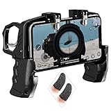 PUBG 荒野行動 射撃ボタン モバイル コントローラー (黒 ４本指)