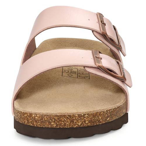 Image of ODOLY Unisex Comfortable Cork Footbed Slide Sandals with Arch Support | Adjustable Buckle, Lightweight Summer Sandals for Travel and Everyday Wear