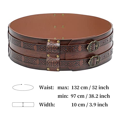 Medieval Leather Belt, Viking Vintage Faux Belt, Renaissance Leather Belt for Cosplay Festival Costume Pairing3