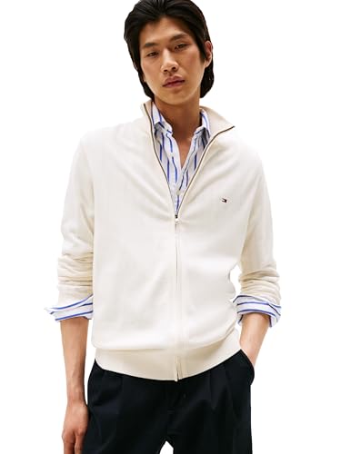 Tommy Hilfiger Men's Essential Cotton Zip Thru Sweater,...