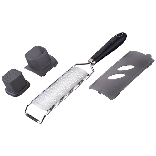 Stanley Rogers Handreibe fein - Breite Reibefläche, Extra scharfe Edelstahlklingen für Käse, Muskatnuss & Mehr - Reibe inklusive Restehalter - Ideal für Profi- und Hobbyköche