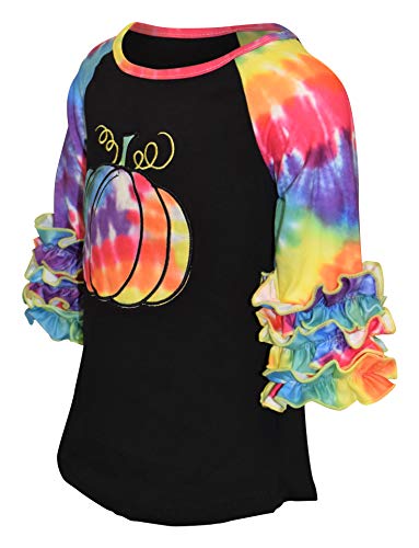 Unique Baby Girls Hippie Halloween Pumpkin Tie Dye Raglan Ruffled T Shirt2