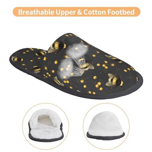 Bee Print House Slippers For Women And Men,Soft Slippers With Memory Foam,Non-Slip Indoor Home Shoes3