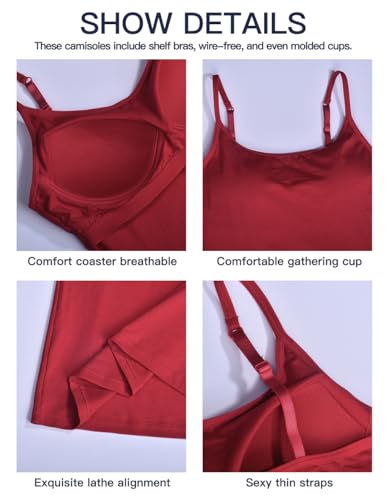 STARBILD Damen BH-Hemd Bügelloser Unterhemd mit unsichtbarer gepolsterter BH Spaghettiträger Komfortable Gepolsterte Unterhemd 3