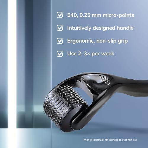 Image of 5% Minoxidil Spray + 0.25mm Derma Roller Hair Growth Kit for Men and Women, Hair Regrowth Treatment for Thinning Hairline, Crown & Beard, Rosemary Biotin Formula, 60 mL