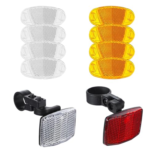 Huangyihan 10 Pcs Bike Reflectors Safety Kit - 360° Bicycle Wheel Lights for Front/Back/Spokes, Night Cycling Reflector Set for Mountain Road Kids Bikes