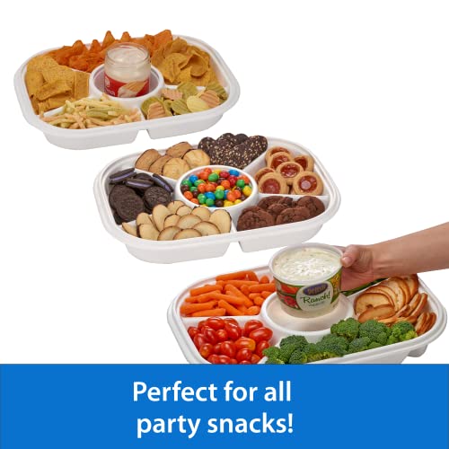 Buddeez 18801W-DS Jumbo Divided Serving Tray With Lid - Includes 6 Bins For Party Platter, Snackle Box Container, Fruit Tray thumb #3