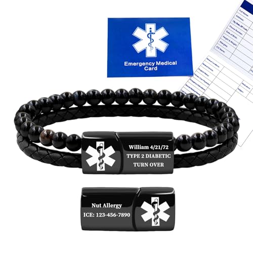 Csutom Medical Alert Bracelets for Men, 8.3
