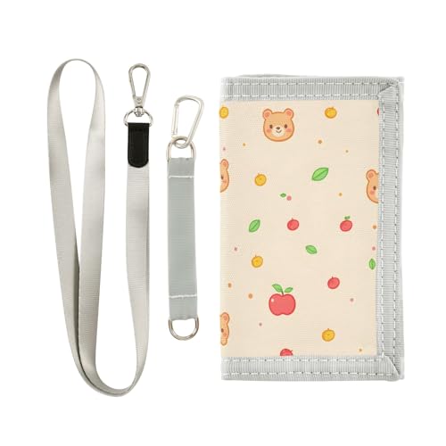 ALAZA Kids Wallets for Boys Girls Toddler Trifold Wallet Children Small Bear Fruit with Zipper Coin Pocket