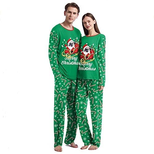 Moshbu Familien-Weihnachtspyjama-Set - für Paare, Damen, Herren, Baumwolle, Weihnachtspyjama, langärmelig, Nachtwäsche für Erwachsene, 1 - Damen, XXL Cover
