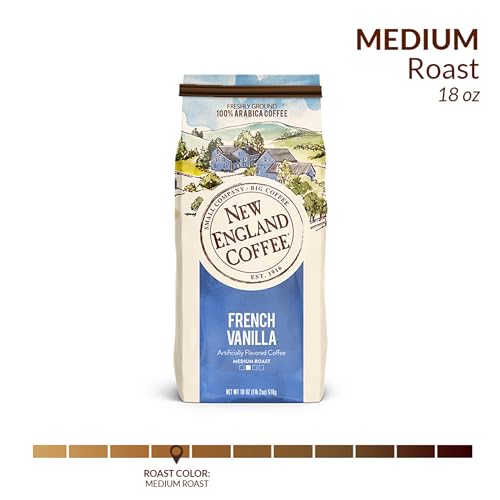 Image of New England Coffee French Vanilla Medium Roast Ground Coffee, 18oz Bag (Pack of 1)