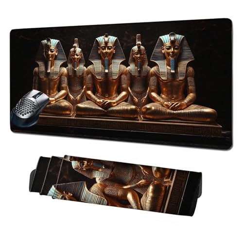 Grand Tapis de Souris Gamer 800x300mm,Tapis de Souris Egypte Tapis de Souris Gaming,Tapis Souris Pharaon Tapis Bureau Antidérapant Imperméable,Mouse Pad Bords Cousus,Accessoire Gaming,Cadeaux X1-1572