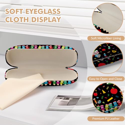 Image of Glasses Case Hard Shell,Portable Protective Eyeglasses Case, Eyeglass Holder Box with Cleaning Cloth,for Women Men