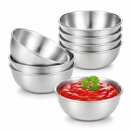tifanso 8PCS Small Stainless Steel Dipping Bowls for Sauce & Condiments