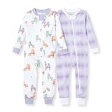 Burt's Bees Baby Baby Girls Pajamas, One-Piece Footless Sleeper PJs, Non-Slip Snug Fit - Infants 12, 18, and 24 Months