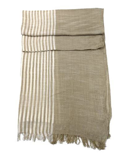 Shanlin Unisex Cotton Linen Scarves For Men And Women (Sp-Stripes-Beige) #TOP3