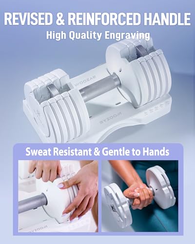 Image of BYZOOM FITNESS Pure Series Adjustable Dumbbell - 12.5 /25 /27.5 /50 /55 /75lb - ONE UNIT OR PAIR(check QTY before purchase) - 5-in-1 / 10-in-1 / 15-in-1 / 21-in-1 Flexible Hand Weights for Home Apartment Garage Gym, Strength Training & Fitness Workouts, White OR Black