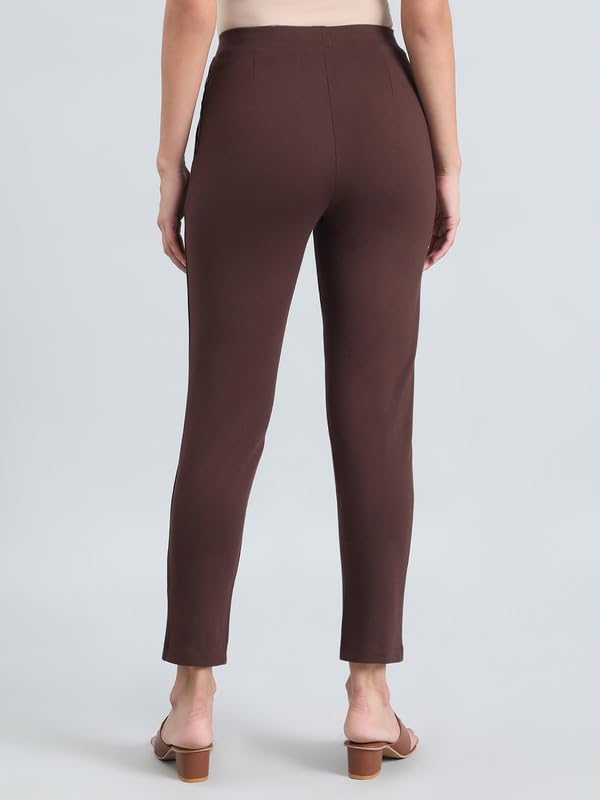 Image of GO COLORS Viscose Stretch Blend Ponte Pants Full Length for Women| Breathable, Mid Rise
