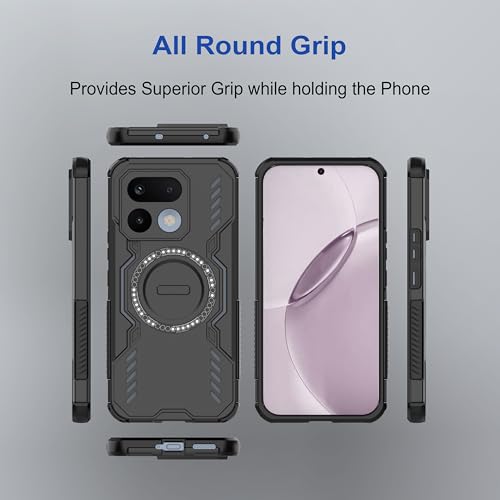Image of amazon basics Back Case Cover for Realme 16 Pro 5G | Magnetic Case with Built-in Metal Ring | Supports MagSafe Charger, Wallet & Car Mount | Shockproof Hybrid PC + TPU | Black