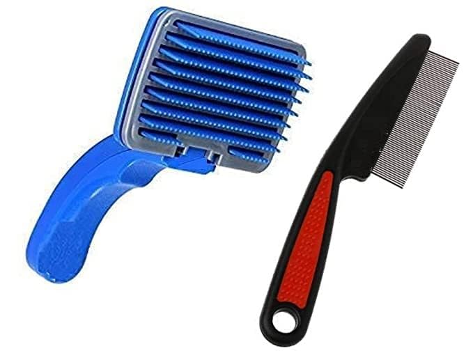 Toms Pet Mall 2 in 1 Pet Comb Pack Adjustable Dog/Puppy/Kitten/Cat Brush/Pet Ticks & Flea Comb Grooming Cum Slickers Brush and Safety from Mites/Lice/Ticks Combo Pack of 2 Combo - Multicolor (B0C3ZTJZTG) Amazon Price History, Amazon Price Tracker