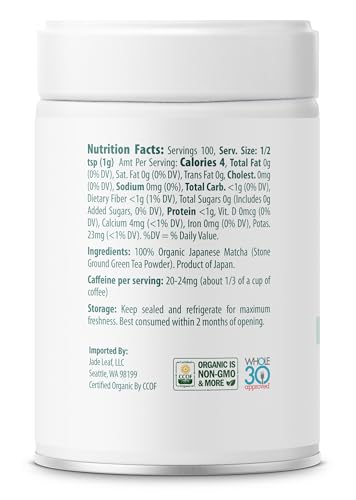 Image of Jade Leaf Matcha Organic Ceremonial Grade Matcha Green Tea Powder - Barista Blend - 100% Pure Japanese First Harvest Green Tea for Lattes from Uji and Kagoshima, 100g / 3.53 Ounce (Pack of 1)