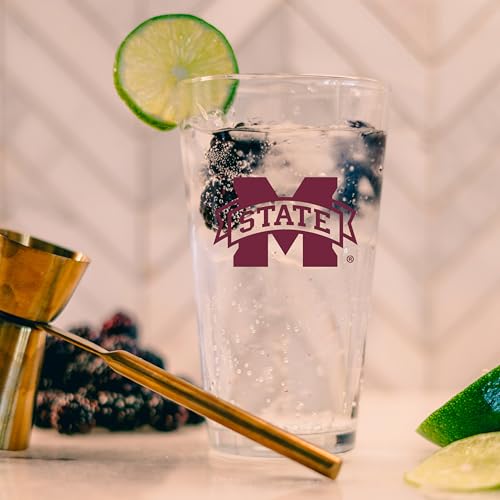 Image of Logo Brands NCAA 16 oz Pint Glass - Durable Glass With Bold Team Color- Chip-Resistant Rim Drinkware For Fans, Tailgates, Home Bars & Everyday Use