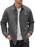 JEMLDL Mens Shacket 2024 Long Sleeve Button Down Mens Quilted Shirts Jackets Dark Gray, US 38(S)