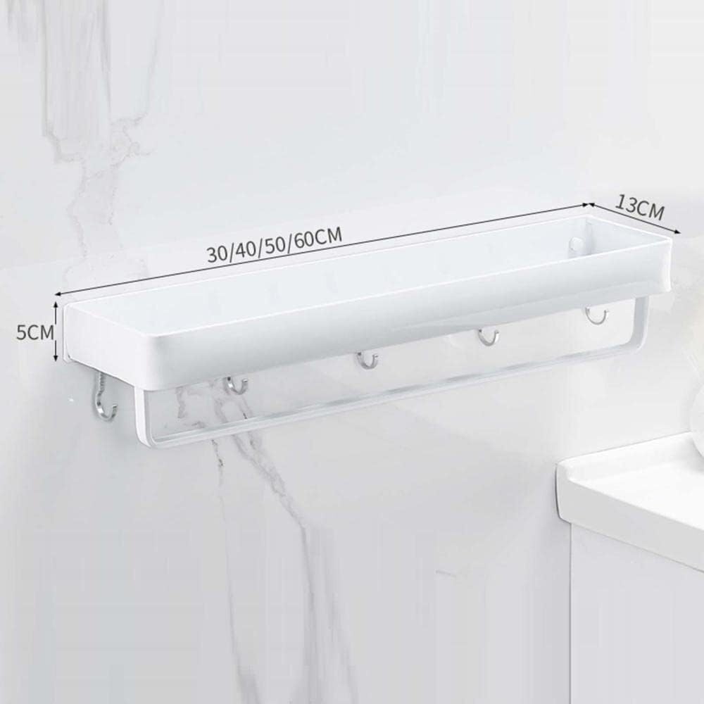 Porte-serviettes de salle de bains, Étagère De Bain Sans Perçage, Fixation Murale for Salle De Bain Avec Crochet, Espace Blanc En Aluminium