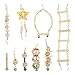 Teething Toys Teething Toy 9 Pcs Parrot Playground Ladder Parakeet Perches Cage Chewing Toys Climbing Wood Knot for Conures Love Birds Finch Macaw Climbing Accessories Teething Toy