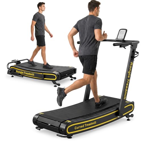 Rongle Curved Treadmill with Non-Electric Motorized, Rubber Track...