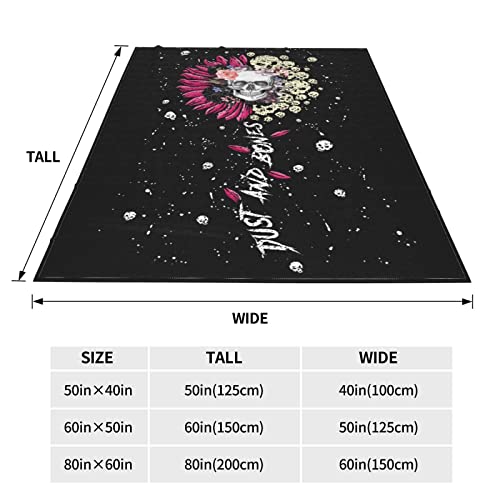 Skull Flower Throw Blanket Flannel Fleece Fuzzy Blankets Soft Warm Cozy For Bed Couch Sofa Living Room For Kids 50"X40" #TOP1