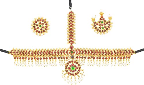 Bharatnatyam jewelry set for Girls, Professional Dance jewelry set, set of 10 Ornaments4