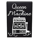 JennyGems Casino Jackpot Slots Inspired Wood Gift Sign - Queen of the Machine -Slot Machine Keepsake Decoration for Casino Lovers