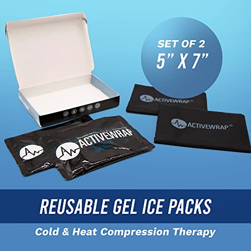 Activewrap - Ice Packs For Injuries Reusable Gel Packs, Hot Cold Packs For First Aid, Pain Management, Injury Recovery And More, 2-Piece Ice Packs With Dual Layer Pouches,  For Use With Activewrap Foot, Wrist,Elbow Ice Wraps. Small, 4.5 X 6.5 Inches #TOP1