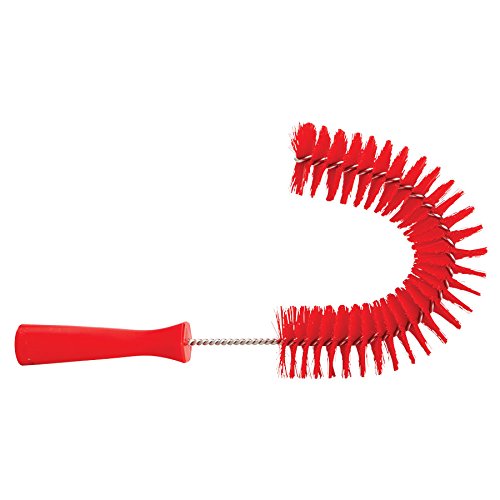 Image of Vikan 7 7 /8 in W Hook Brush, Medium, 5 1 /4 in L Handle, 15 1 /2 in L Brush, Red, Polypropylene 53724-1 Each