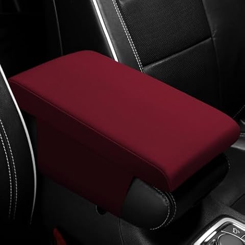 Hbxdeco Center Console Pad, 12.2''×8.1'' Memory Foam Auto Armrest Cushion, Comfortable Arm Rest Storage Box Cover, Universal Car Interior Accessories for Most Vehicle, SUV (Wine Red) Cover