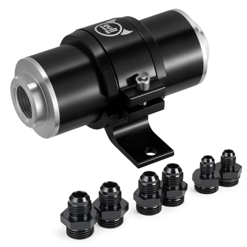 EVIL ENERGY 100 Micron Inline Fuel Filter – 6AN 8AN 10AN Adapters with 50MM Mounting Bracket