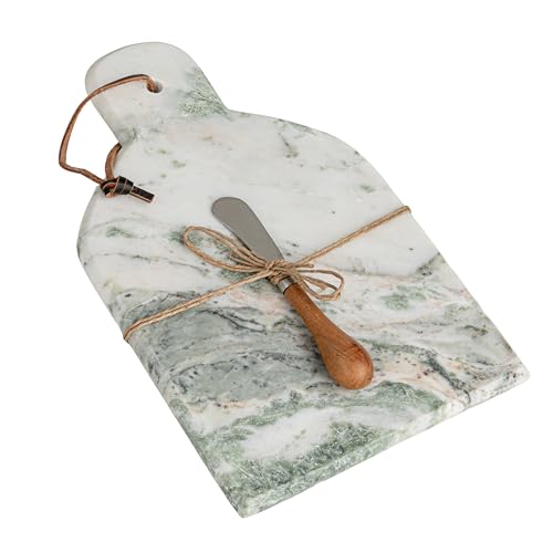 Tabla de Cortar Mármol y Madera con Cuchillo Natural y Verde miniatura 1