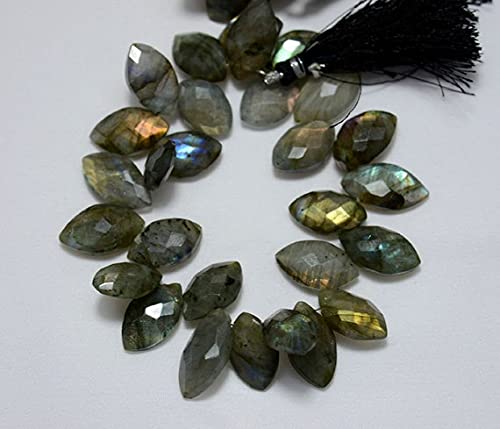 Labradorite marquise facettée haut de gamme, pierres gemmes 12x19mm précieuses pour haute joaillerie