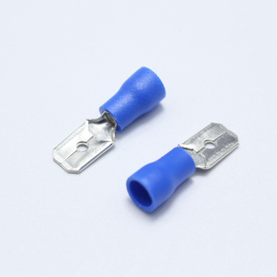 10pairs 6.3mm Spade Crimp Terminal 6.3 Male Female Pre Insulated Blue Electrical Connectors for 16-14AWG Wire /1.5-2.5mm2 Cable VUQLDHAYZ
