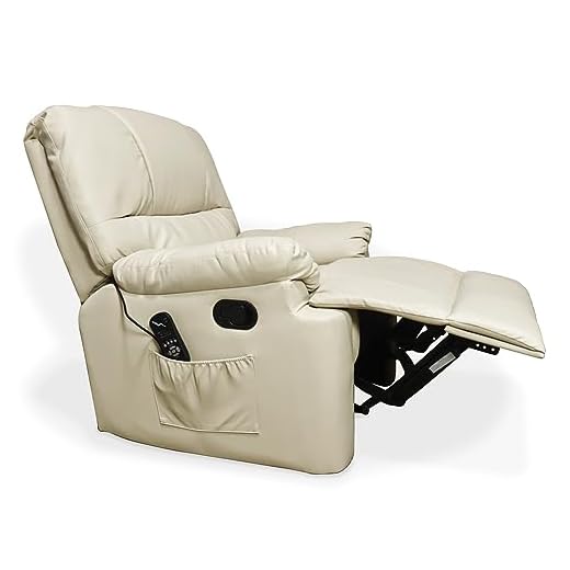 Poltrona do Papai com Massagem Argo Manual Retrátil PU Bege G31 - Gran Belo