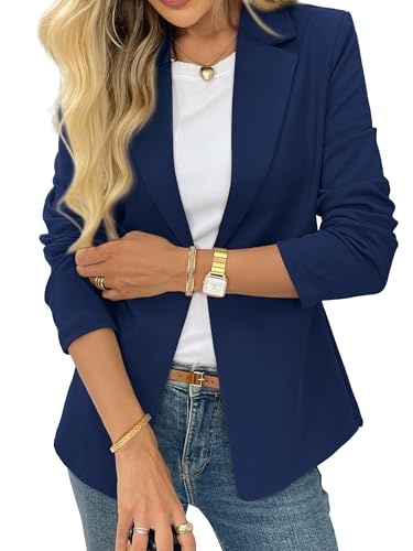 ELLEVEN Women’s Business Casual Open Front Blazers, Stretchy Knit Long Sleeve Blazer Work Office Suit Jackets2