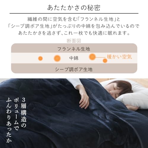 アイリスプラザ(IRIS PLAZA) 掛け布団 毛布 3層構造 丸洗い可能 シープボア シングル スモーキーピンク の商品画像 3