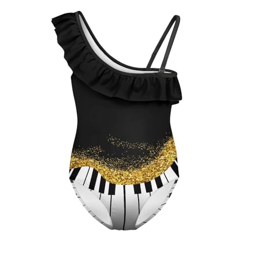 Teen Girls One Piece One Shoulder Swimsuits Ruffle Bathing Suit Kids Hawaiian Beach Halter Swimwear Size 3-14Y